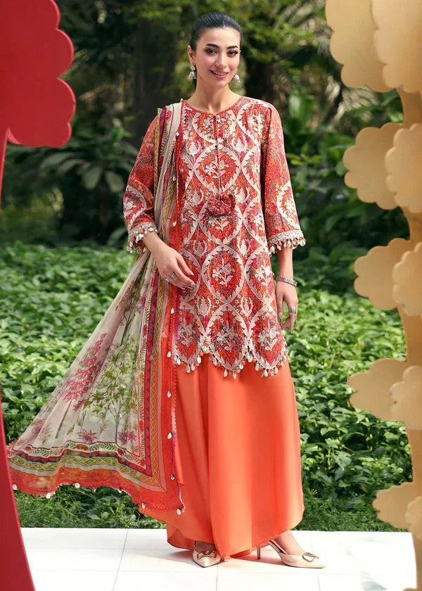 Maria B Printed Embroidered Lawn 3PC Unstitched Memon Clothes